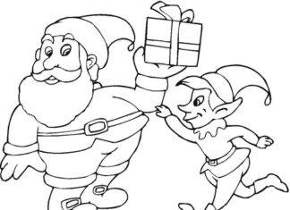 Elf i Mikołaj obrazek do drukowania
