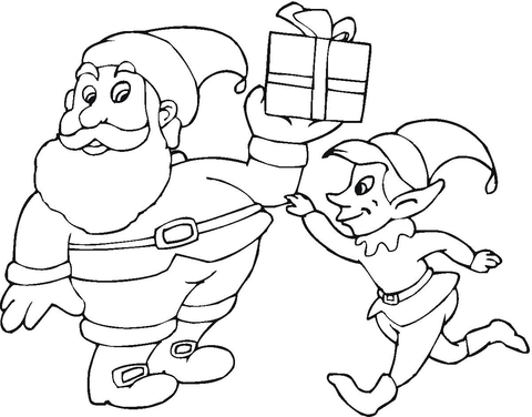 Elf and Santa Claus printable picture