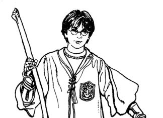 Harry Potter s metlou obrázok na vytlačenie
