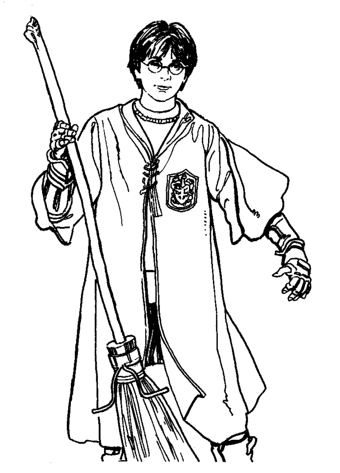 harry potter with a broomstick picture to print