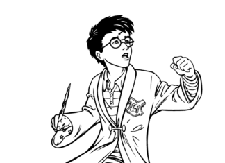 Harry Potter s hůlkou obrázek k vytištění