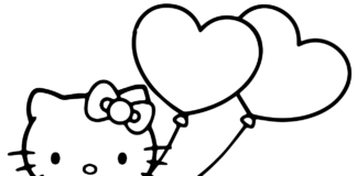 Hello Kitty s balónikmi obrázok na vytlačenie