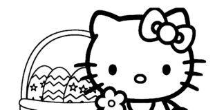 Hello Kitty veľkonočný obrázok na vytlačenie