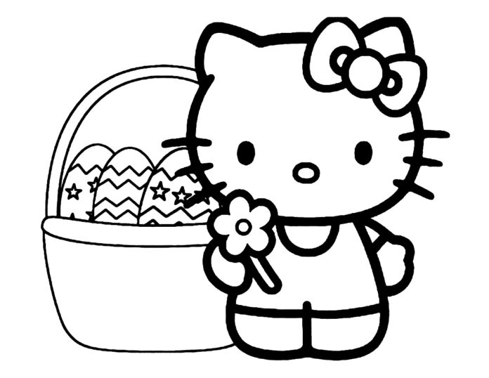 velikonoční obrázek Hello Kitty k tisku