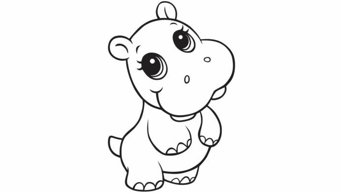 hipopótamo para crianças foto imprimível