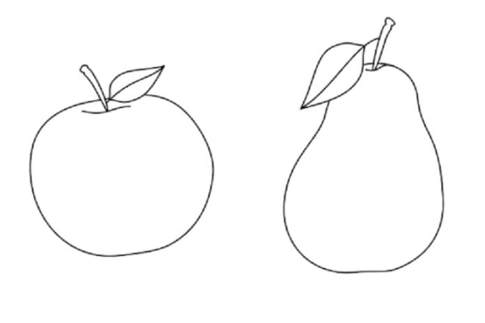 jablko a hruška obrázek k vytištění