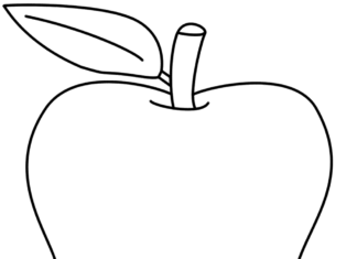jabłko z liściem obrazek do drukowania