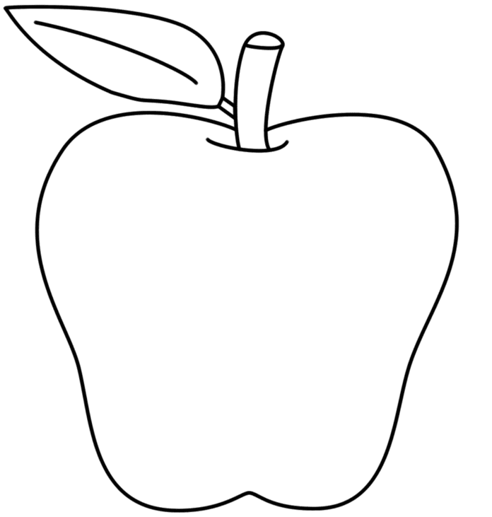 Apfel mit Blattbild zum Ausdrucken