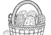 Velikonoční vajíčka ve velikonočním košíku obrázek k vytisknutí