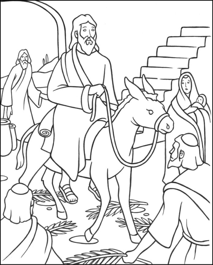 Jeesus menee Jerusalemiin tulostettava kuva