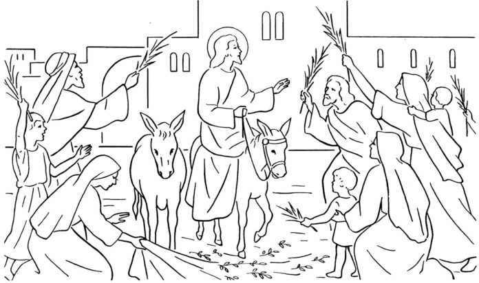 Ježíš na oslu obrázek k vytištění