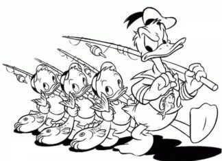 donald duck goes fishing printable picture
