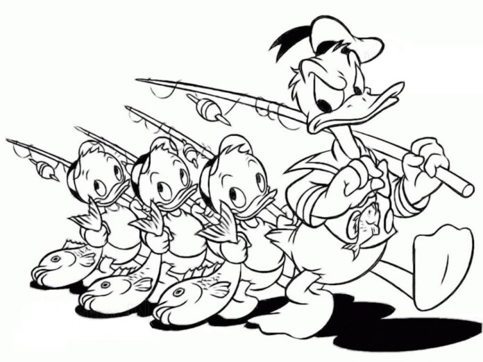 donald duck goes fishing printable picture