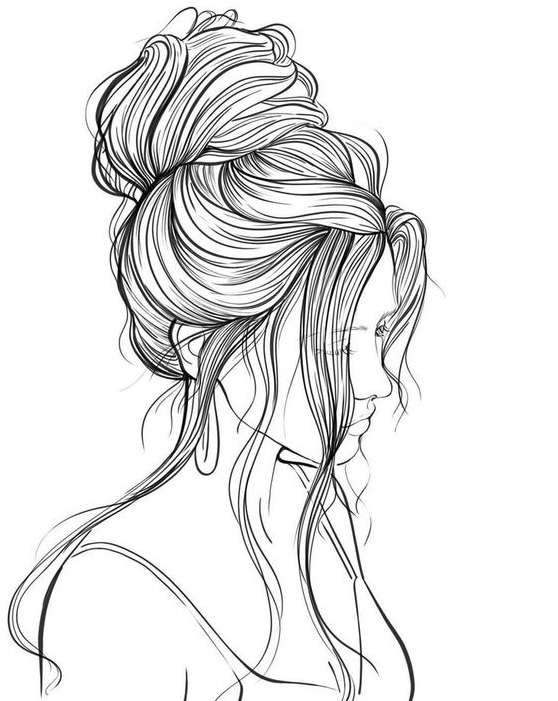 Chignon with long hair picture to print