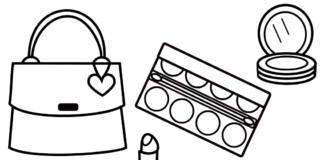 Cosmetics in a handbag printable picture