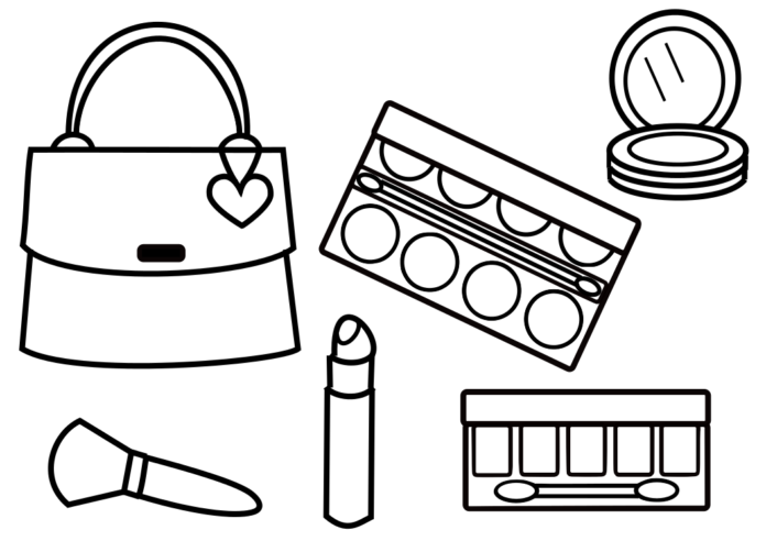 Kosmetika i en handväska som kan skrivas ut