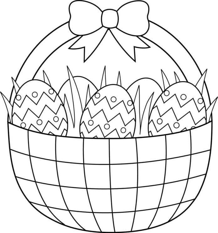 basket with eggs picture to print