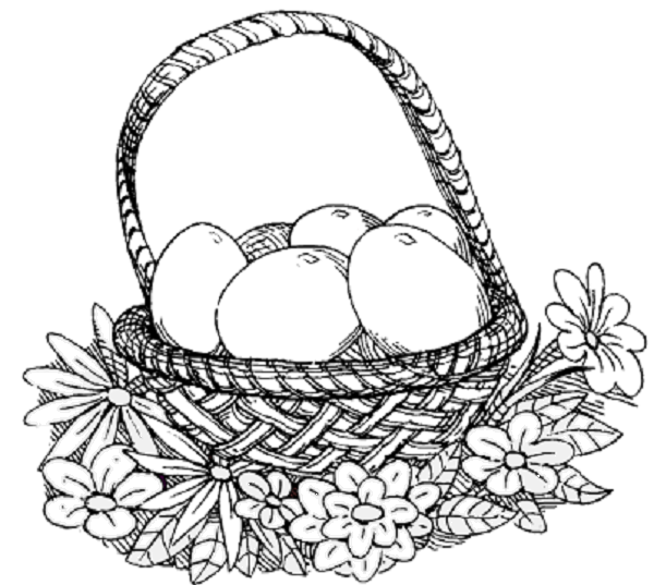 Wielkanocny koszyk z kwiatami obrazek do drukowania