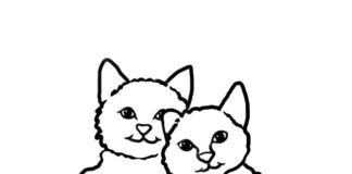 Chats et une citrouille souriante à imprimer