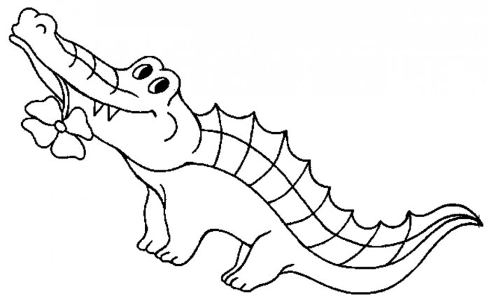krokodýl s květinou obrázek k vytištění