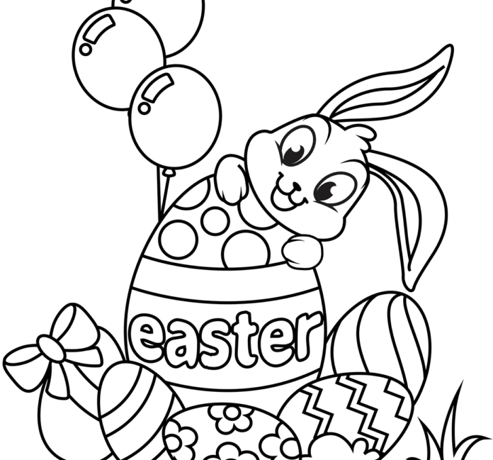 imagen del conejo de pascua con huevos para imprimir