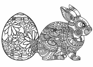 kanin og æg mandala printbar billede