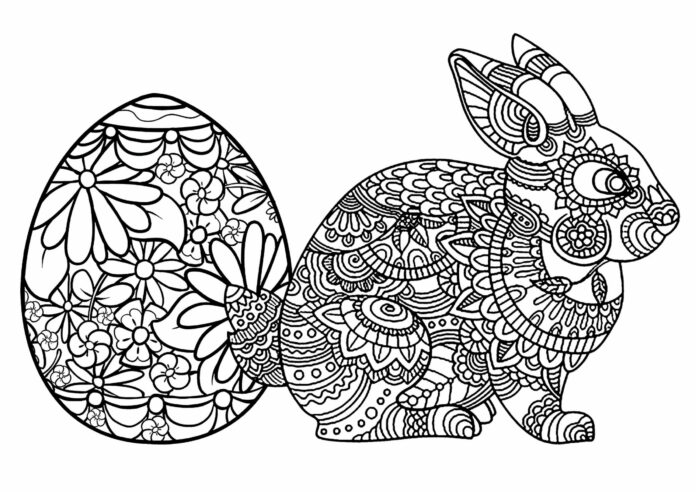 ウサギと卵の曼荼羅の印刷可能な画像