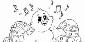 Śpiewający kurczak wielkanocny obrazek do drukowania
