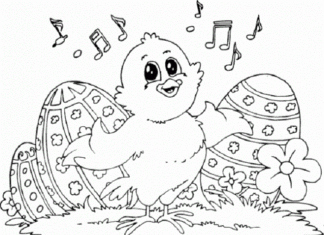 Śpiewający kurczak wielkanocny obrazek do drukowania