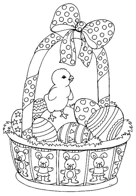 Poulet dans un panier de Pâques photo à imprimer