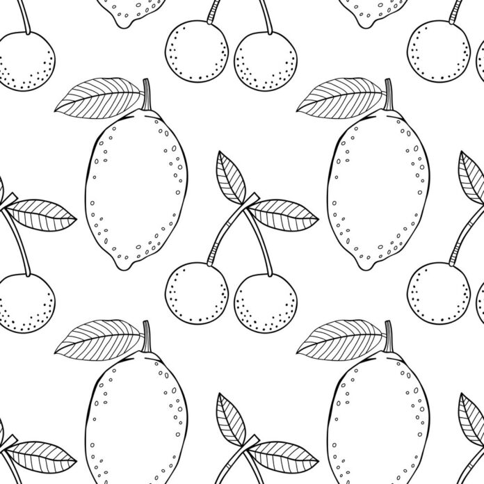 imagen imprimible de limones y cerezas