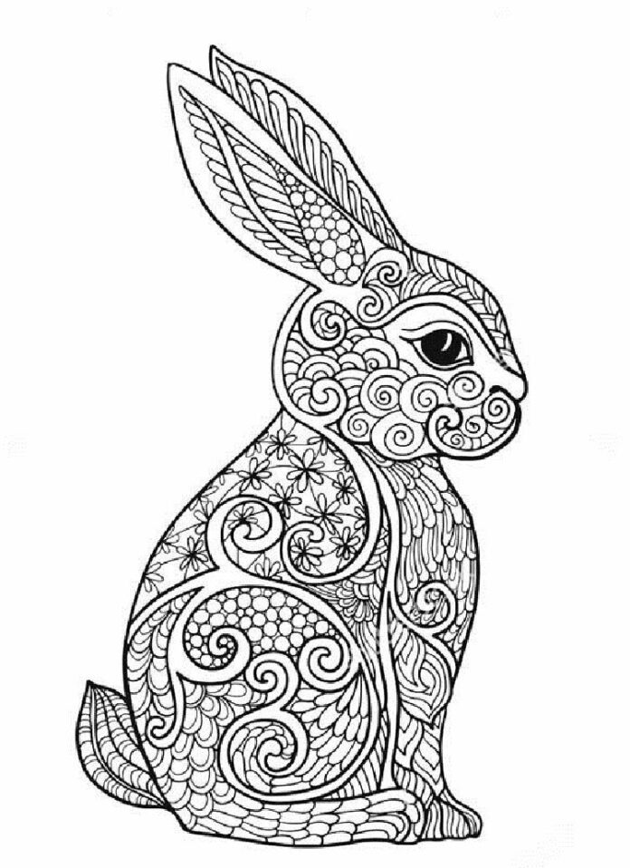 Imagen del mandala del conejo de Pascua para imprimir