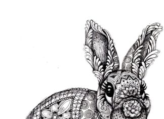 Krásny obrázok mandaly so zajačikom na vytlačenie