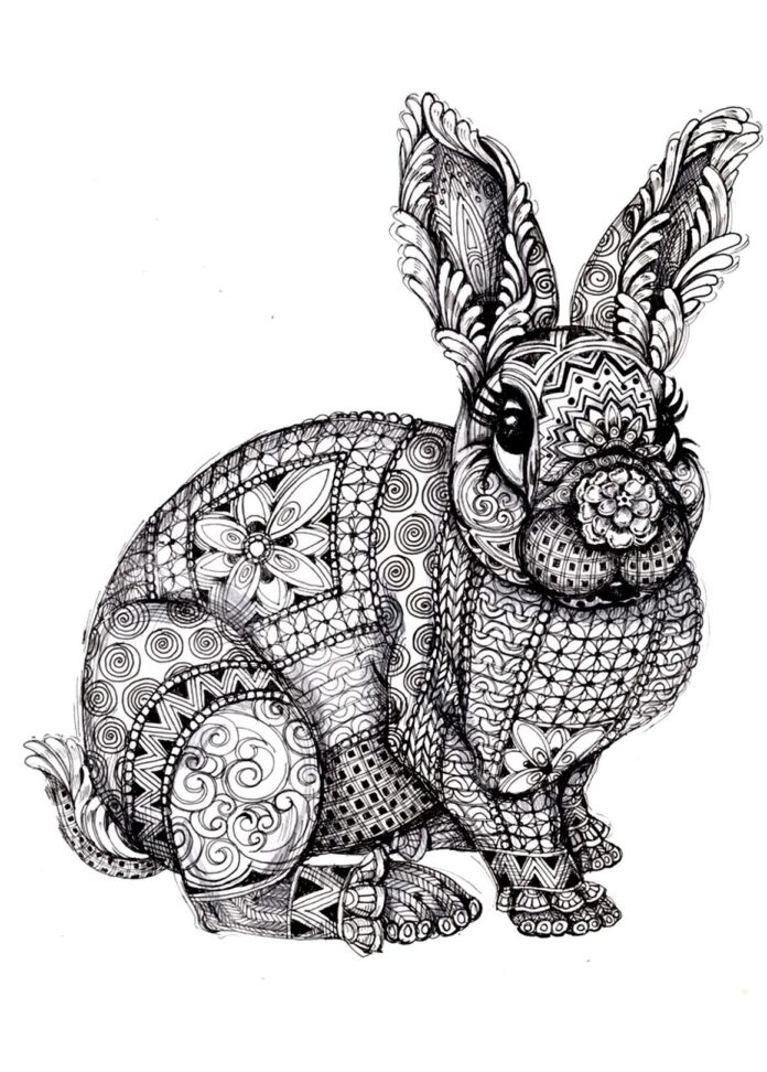 Beautiful mandala bunny picture to print