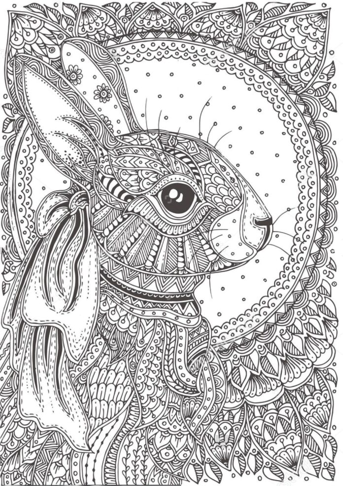 Imagen de un conejo mandala para imprimir