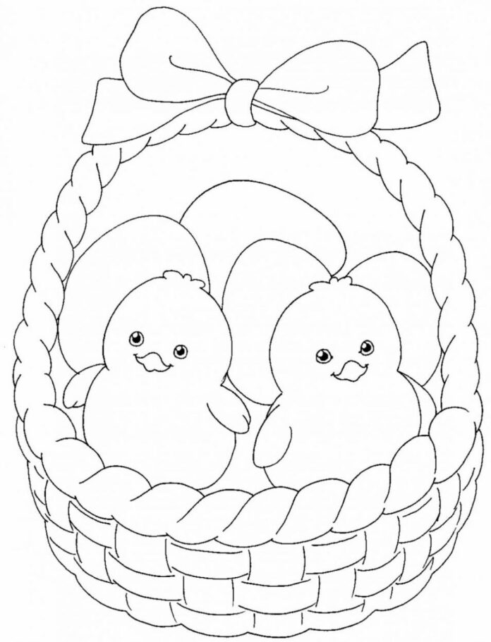 little chickens in a basket picture to print