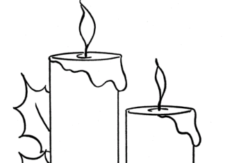 Candles with holly picture to print