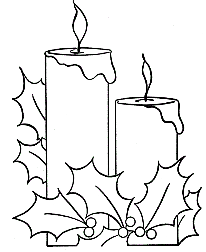 Świeczki z ostrokrzewem obrazek do drukowania