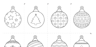Christmas tree baubles printable picture