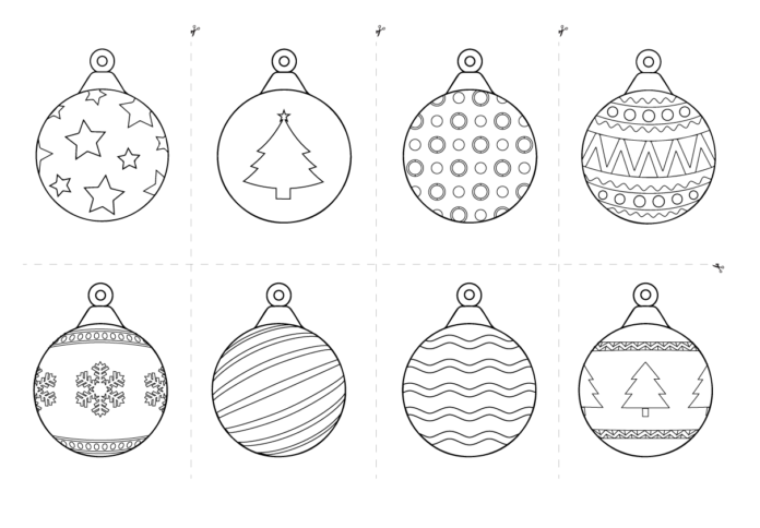 Karácsonyfa gömbök nyomtatható kép