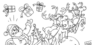 Santa Claus rozdává dárky obrázek k vytištění