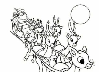 reindeer and sleigh printable picture