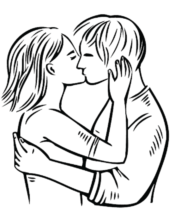 Romantischer Kuss druckbares Bild