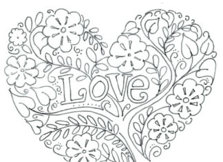 imagen imprimible de corazones y flores