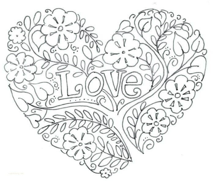 szívek és virágok nyomtatható kép