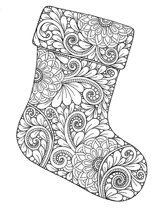 Patterned Christmas sock printable picture