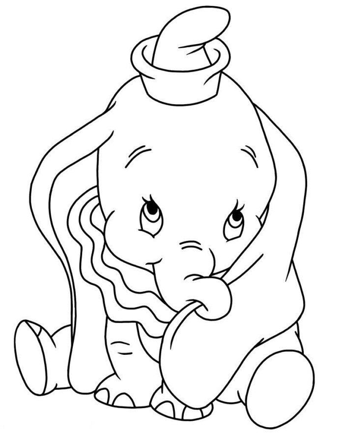 Dumbo slon při odpočinku obrázek k vytištění