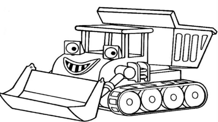 Bulldozer aus dem Bob-Builder-Cartoon druckbares Bild