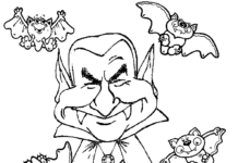 Old vampire and bats printable picture