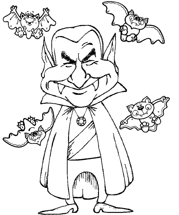 Vecchio vampiro e pipistrelli immagine da stampare